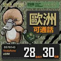 在飛比找momo購物網優惠-【鴨嘴獸 旅遊網卡】Vodafone歐洲 eSIM 28天3