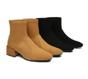 TARRAMARRA® Women Microsuede Ankle Sock Boots Kenia - Black / AU Ladies 4 / AU Men 2 / EU 35