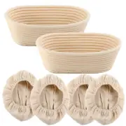 2x 8" Oval Sourdough Bannetons Bread Proofing Basket w/4pcs Liner HomemadeBread