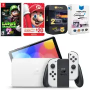 Nintendo Switch White OLED + Luigi's Mansion 2 HD + Nintendo $20 eShop Gift Card