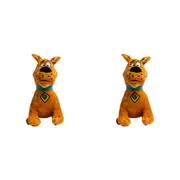 2x Scooby Doo Soft Plush Squeaking Dog Pet Interactive Fun Play Toy 20cm Brown