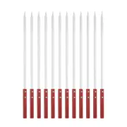 12pcs Kebob Skewers 50cmx10mmx2mm Stainless Steel Flat Sticks with Wood Handle