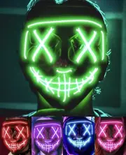 Costume Halloween Face Mask LED GREEN Cosplay Clubbing Party Purge Halloween NEW
