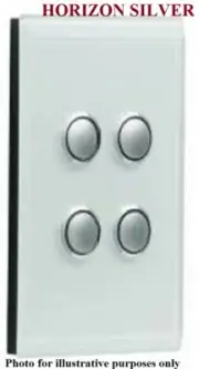 Clipsal SATURN GRID & PLATE ASSEMBLY 4-Gang Switch/Push Button HORIZON SILVER