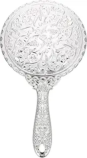 minkissy Retro Handle Mirror, Portable Women Makeup Mirror Carry Handheld Mirror for Women Girl Silver