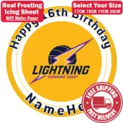 Sunshine Coast Lightning netball Personalised Birthday Edible Cake Topper Icing