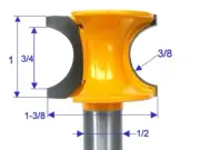 1-pc 1/2" SH 3/8" Rad. Half Round Bull Nose Router Bit