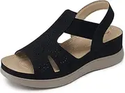 [SHIBEVER] Wedge Sandals Women Comfortable: Sandals for Women 2025 Dressy Summer Ankle Strap Open Toe Low Heel Platform Wedges Shoes