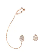 Amorium 18K Rose Gold Vermeil CZ Ear Cuff & Stud Set