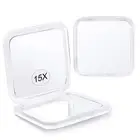 Compact 15X Magnifying Makeup Mirror for Travel, Small Pocket Mirror-Handheld...