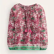 NWT $95 Boden Serena Cotton Peasant Boho Top US 12 UK 16