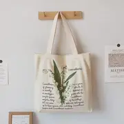 Flower Print Canvas Tote Bag Convallaria - One Size