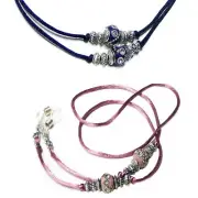 Reading Eye glasses Cord holder beaded lanyard pink or dark navy blue