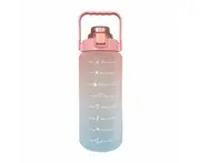 2L Drinking Bottle Sports Bottle Water Bottle Drink Bottle With Straw Time Marking Gradient Red