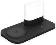 Black,4 in 1 Wireless Charging Station for Apple/Samsung Multiple Devices, 15W Fast Foldable Charging Stand with Night Light (Touch Switch), for Apple Watch&Airpods 4/3/2/Pro/2