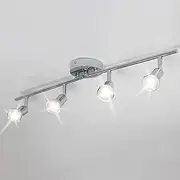 Ganeed Modern 4-Light Track Lighting Kit, Flush Mount Wall/Ceiling Spot Lights Fixture, LED Track Light with Chrome Flexibly Rotatable Light Head for Kitchen Living Room, 4×GU10 Bulb (Included)