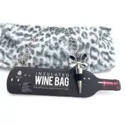 Ice ware insulated wine bag and stopper - White /Grey Leopard Print