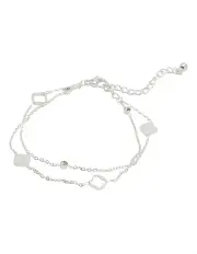 [Mocha] Dakota Double Clover Bracelet in Silver