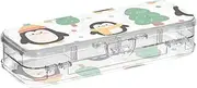 Yoogain Cute Cartoon Black Penguin Plastic Pencil Box Clear Double Layer Hard Pens Case For Stationery Supplies With Snap-Tight Lid