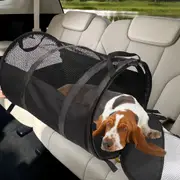 Foldable Black Pet Carrier Bag Breathable Mesh Oxford Cloth for Cats Dogs 57cm Black 57x41x41cm