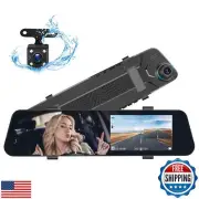 CAMECHO 4.5" Mirror Dash Cam Backup Camera 1080P FHD Front and Rear View Mirr