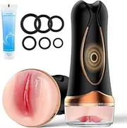 Realistic Masturbator for Men, Pocket Toy Realistic Large Masturbating Sex Toy for Men Solo Manual Cup Masturbators Sex toys Penis Masturbators with 3D Channel (Black)