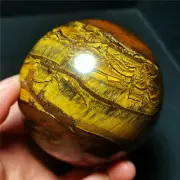 TOP 610.5G 74mm Natural Tiger eye Crystal Sphere Ball Healing From China R655