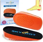 Skyfoot Orthopedic Heel Lift Inserts, Shock Absorption and Cushioning Height Increase Insoles for Achilles Tendonitis Relief, Heel Spurs, Heel Pain and Plantar Fasciitis, Orange, Large - 4/5" Thick