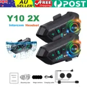 2PCS YP10 Wireless Bluetooth 5.3 Motorcycle Helmet Intercom Headset Waterproof