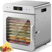 Smart Touch Food Dehydrator 400W, 10 Trays Stainless Steel Fruit Dryer Machine with LED Light, 30-90℃ Temp Control & 24 Hours Timer, Jerky Dehydrator for Vegetable Meat Fruit Pet Snacks