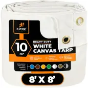 8x8 White Canvas Tarp 10 Oz
