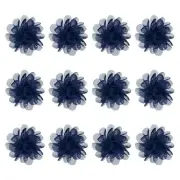 12-Pack Chiffon Flowers 1.97 x 1.97" Fabric Flowers for Craft [Navy Blue]