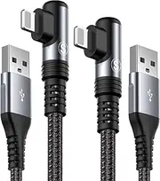 iPhone Charger Cable Right Angle 2-Pack 3m, [Apple MFi Certified] Ligting Cable Fast Charging Nylon Braided Compatible with iPhone 14/13/12/11 Pro Max/XS MAX/XR/XS/X/8/7/Plus/6S/6/SE/5S/iPad