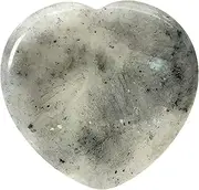 Fekuar Natural Moonstone Crystal Thumb Worry Stone, Hand Carved Healing Crystal Heart Shaped Stone for Anxiety Stress Relief Meditation