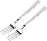 ERINGOGO Pcs Stainless Silverware Set Hammered Forks for Dinner Salads Appetizers Comfortable to Hold
