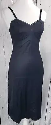 VTG Nancy King Lingerie Dress Full Slip Lace Nylon Adjustable 2180 Ivory Size 32