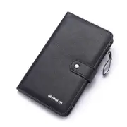 Women Faux Leather Touch Screen Phone Purse 8 Card Slot Multi-Function Wallet Black Colour
