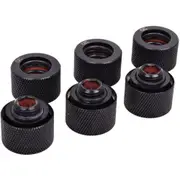 Alphacool HT 16mm HardTube Fitting G1/4 - Knurled - - Deep Black - 6 Pack [17385]