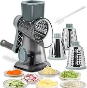 Cheese Grater Rotary vegeteble Slicer Chopper,Versatile Cheese Shredder,Blades for Shredding, Grating, Slicing,Vegetable Shredder with Suction Base and Cleaning Brush