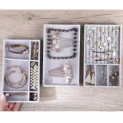 3x Grey Jewelry Ring Earring Storage Box Display Organizer Case Tray Gift Holder