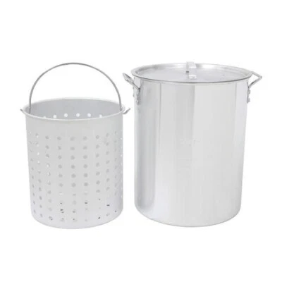 30 Qt Aluminum Turkey Frying Pan Pot w/ Strainer Basket Outdoor Camping Cooker
