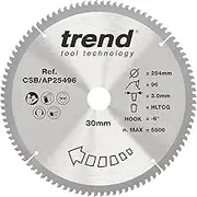 Trend Aluminium & Plastic Circular Saw Blade, 254mm Diameter, 30mm Bore, 96 Teeth, TCT, 2.8mm Kerf, -6° Hook, CSB/AP25496