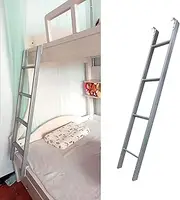 Metal Bunk Bed Ladder Silver Climb Ladder, Adjustbale Bed Decoration Ladder for Attic Motorhome, 4/5 Step Bunk Replacement Ladder, Load 440 Lbs (Size : 116cm(45 5/8")) (Silver 116c