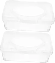 ETHZZLE 2pcs Tissue Box Wipe Holder with Easy Open Lid Bathroom Wipes Dispenser for Home Office and Desktop Organization Sturdy Storage Case for Napkins and Items