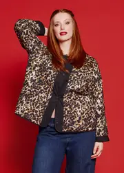[Virtuelle] Taking Shape Natural Reversible Animal Jacket Size 16 in Animal Print / Black, Viscose - Plus Size Women's Clothing Animal Print / Black