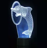 3D Lamp Dolphin Optical Illusion Led Night Light 7 Colors Touch Switch New
