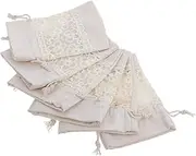 MOBUTOFU 6pcs Lace Canvas Drawstring Pocket Candy Bags Mini Drawstring Bags White Bags Packaging Bags Small Bag Clear Bags Mini Bags Drawstring Craft Bag Beige