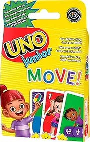 UNO Junior Move! Kids Card Game with Action Rules for Family Night, Game Night, Travel, Camping and Party