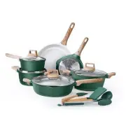 Pots and Pans Set Nonstick, Cast Aluminum Kitchen Cookware Set with Sage