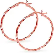 [Silverline Jewelry] Sterling Silver Lightweight Twist Round Hoop Earrings 2mm x 35mm Available Colors